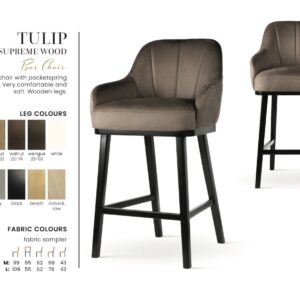 TULIP SUPREME WOOD bárszék M | táskarugós bárszék, választható szövet / lábszín